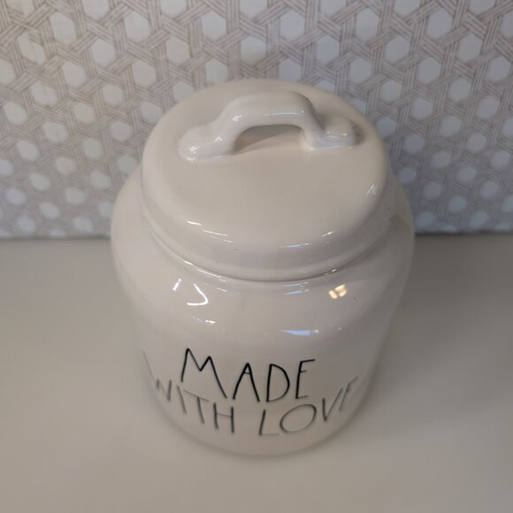 Rae Dunn Made With Love Canister Cookie Jar With Lid Farmhouse Decor Black White - Picture 2 of 11